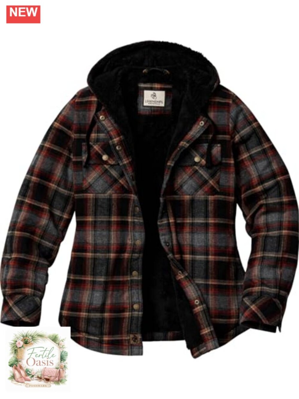 Sherpa Lined Plaid Flannel Snap Front Shirt Jacket with Insulated Sleeves